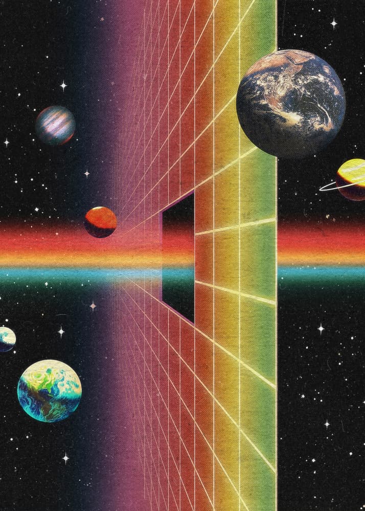 Retro Rainbow Grid by Nibera — canvas wall art