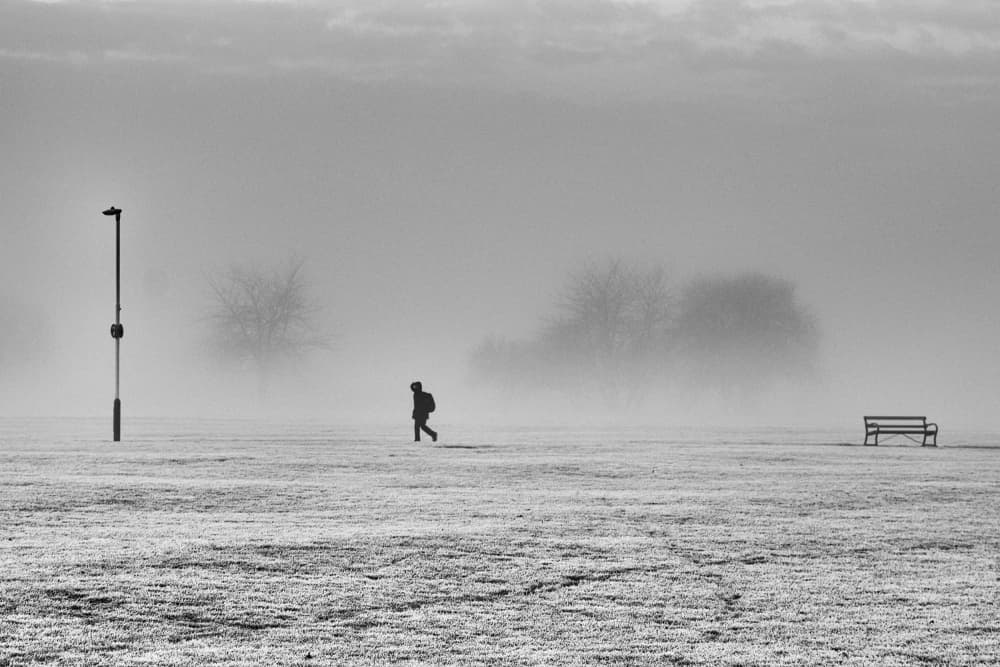 Solitary Figure in Fog by Debarshi Mukherjee — canvas wall art