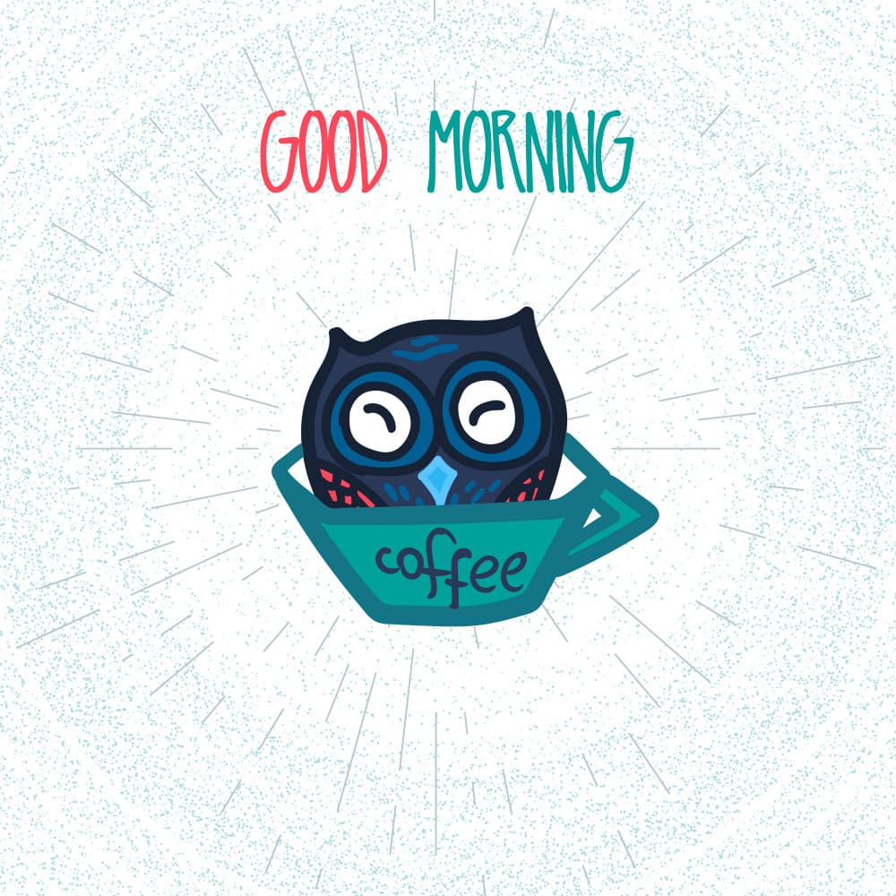 Good Morning Coffee Owl by Marika Barsrsind — canvas wall art