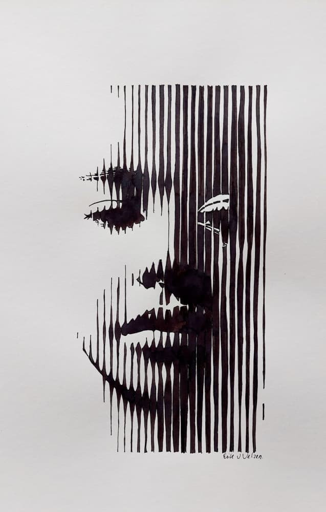 Contemplative Line Art Portrait by Erik Van Velzen — canvas wall art