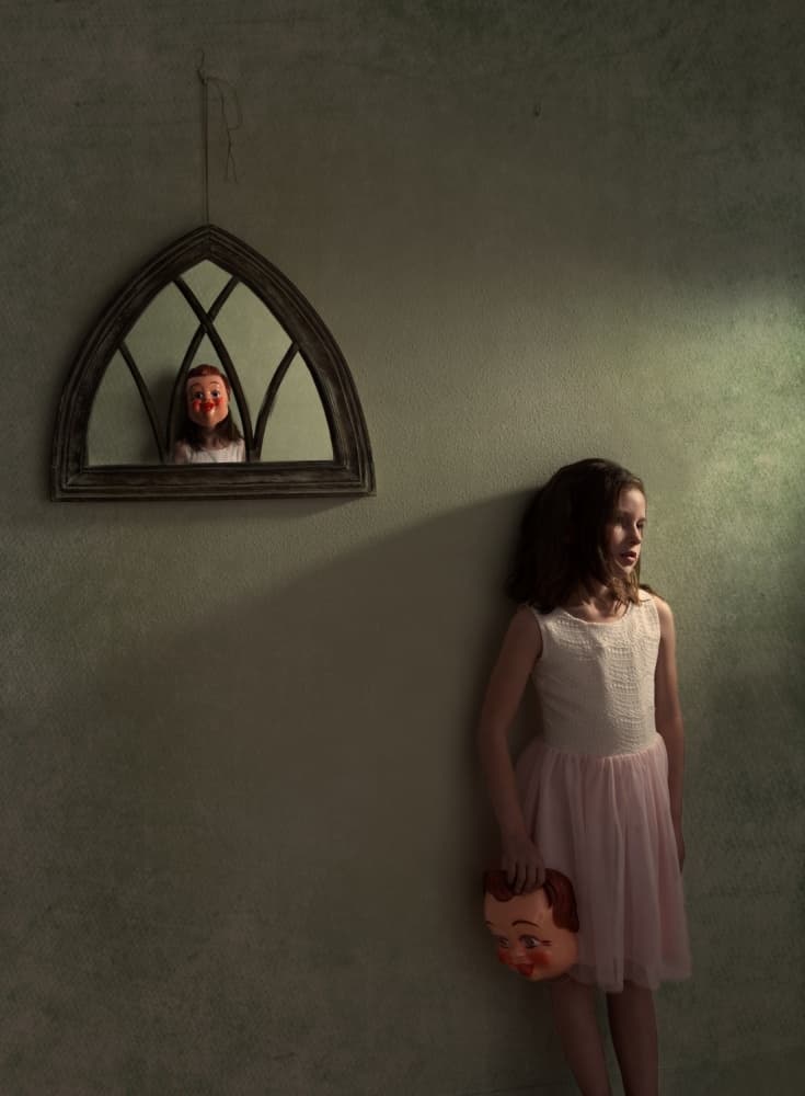 Haunting Doll Mask by Mirjam Delrue — canvas wall art