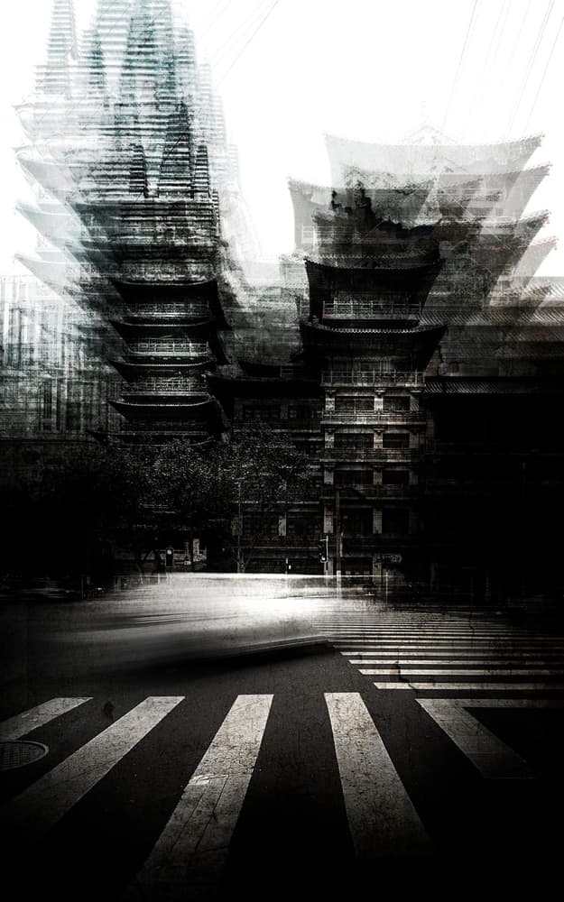 Urban Pagoda Motion by Carmine Chiriacò — canvas wall art