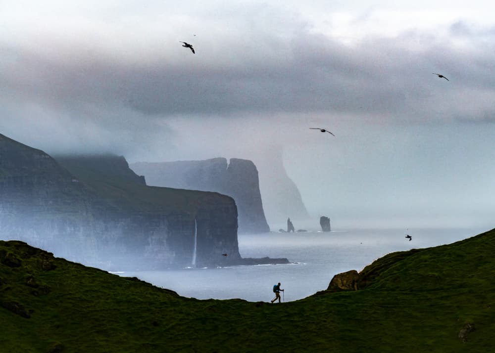 Misty Coastal Hike by Ti Wang — canvas wall art