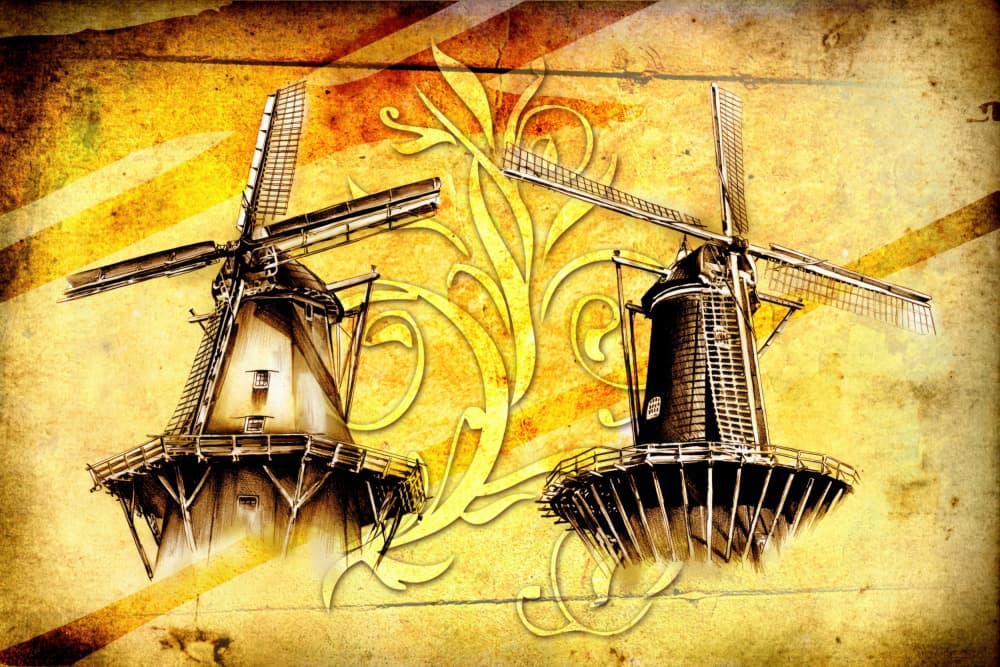 Ornate Golden Windmills by Rafal Kulik — canvas wall art