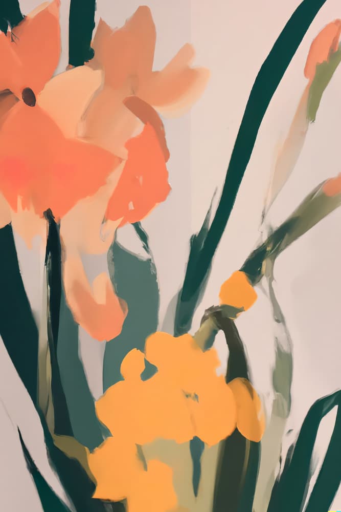 Abstract Orange Blooms by Melloi Art Prints — canvas wall art