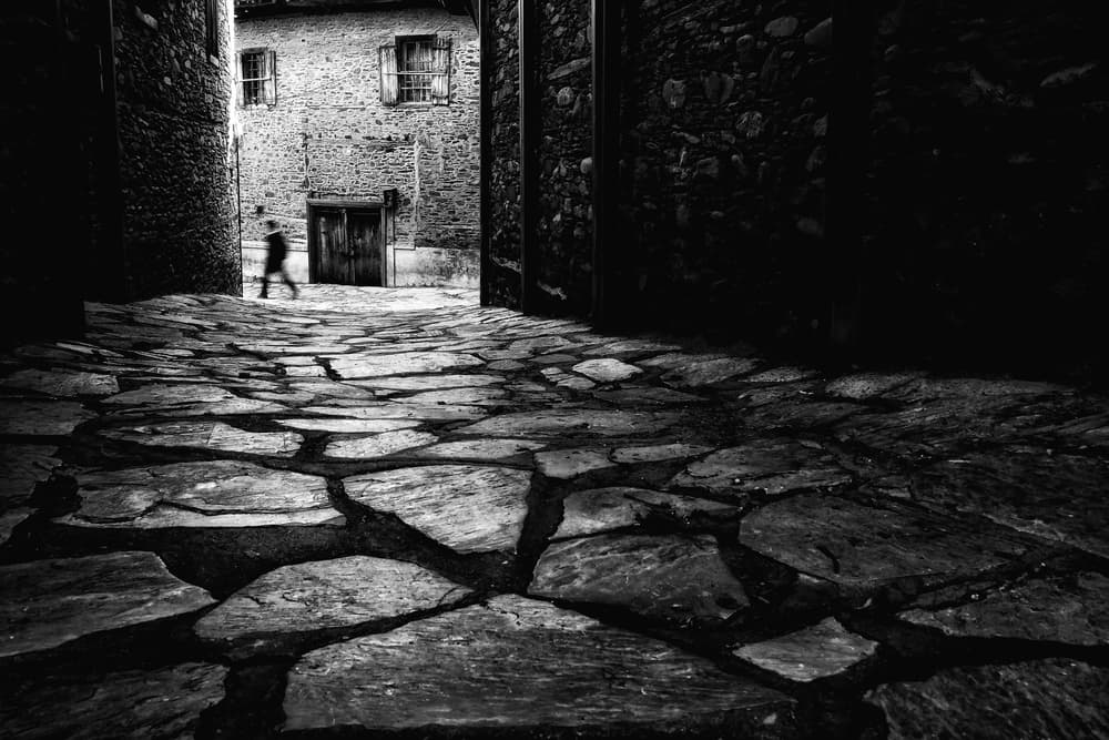 Solitary Man Stone Alley by Ali Ayer — canvas wall art