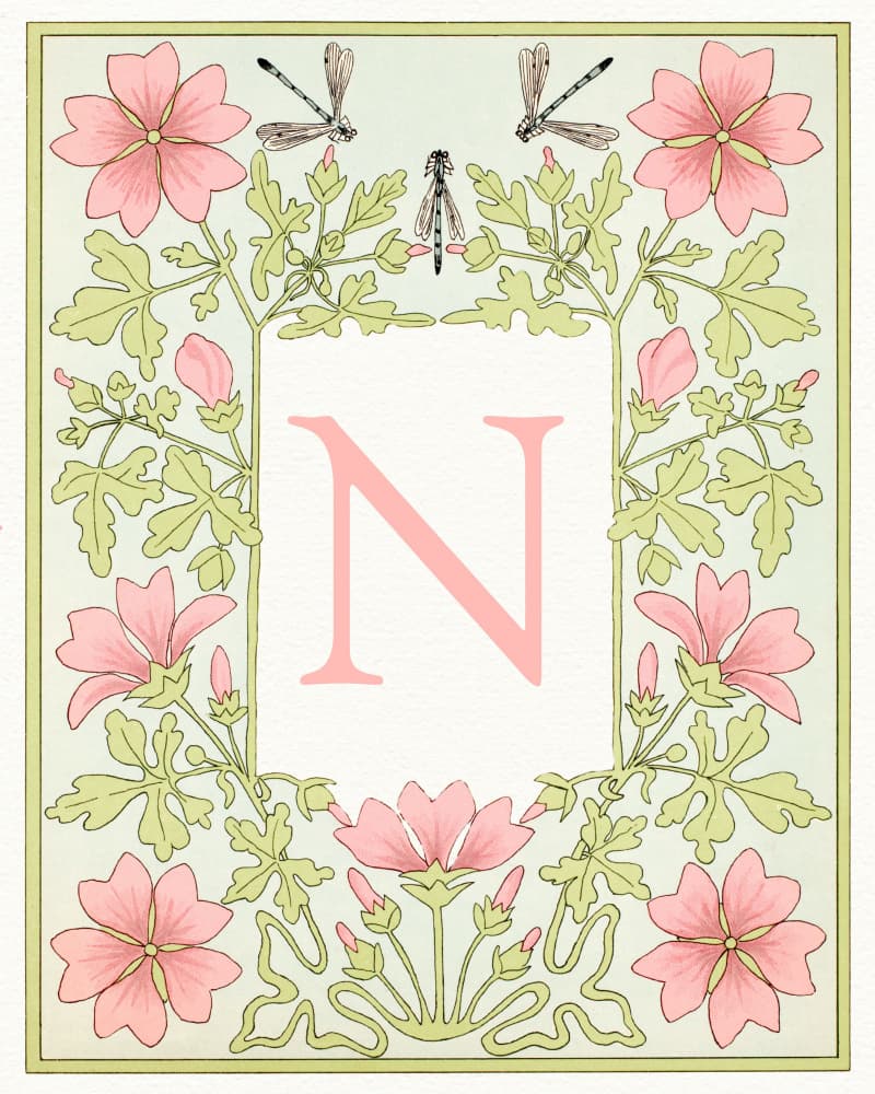 Art Nouveau Floral N by Wild Violets — canvas wall art