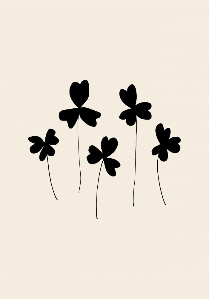 Minimalist Black Clovers by Pictufy Studio — canvas wall art