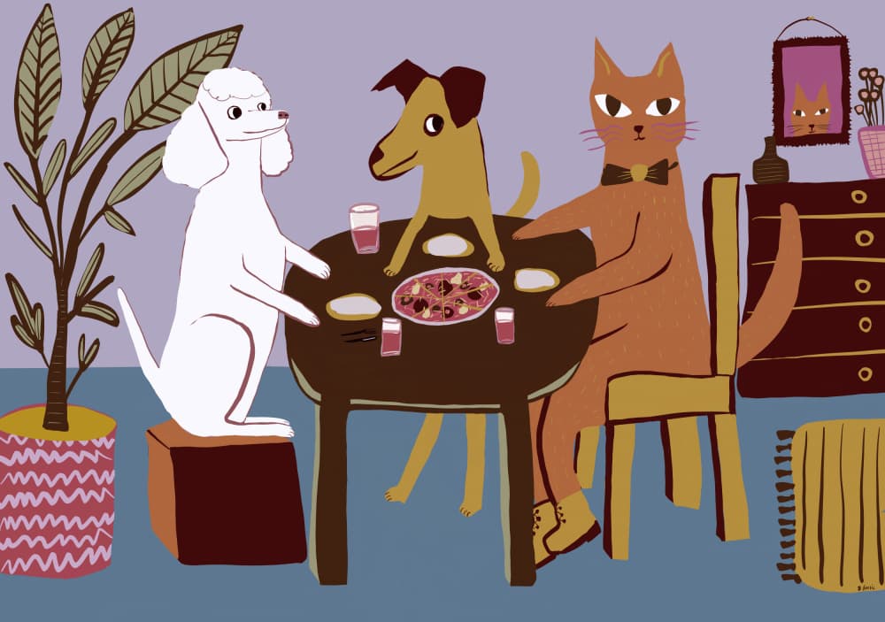 Whimsical Pet Dinner by Sharyn Bursic — canvas wall art