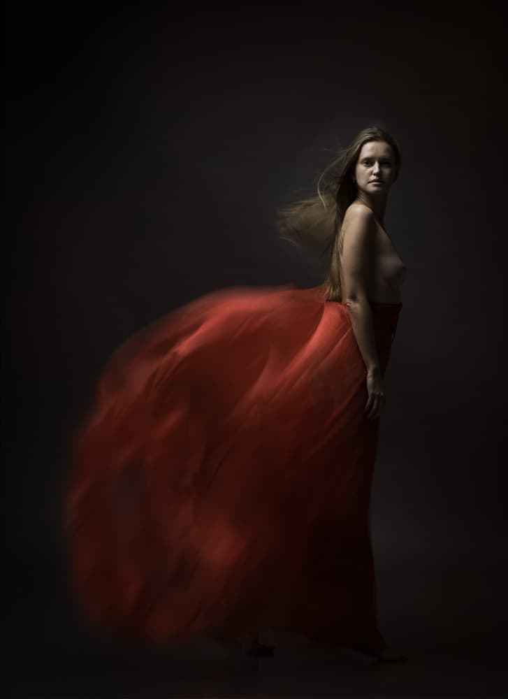 Graceful Red Movement by Moris Raskin — canvas wall art