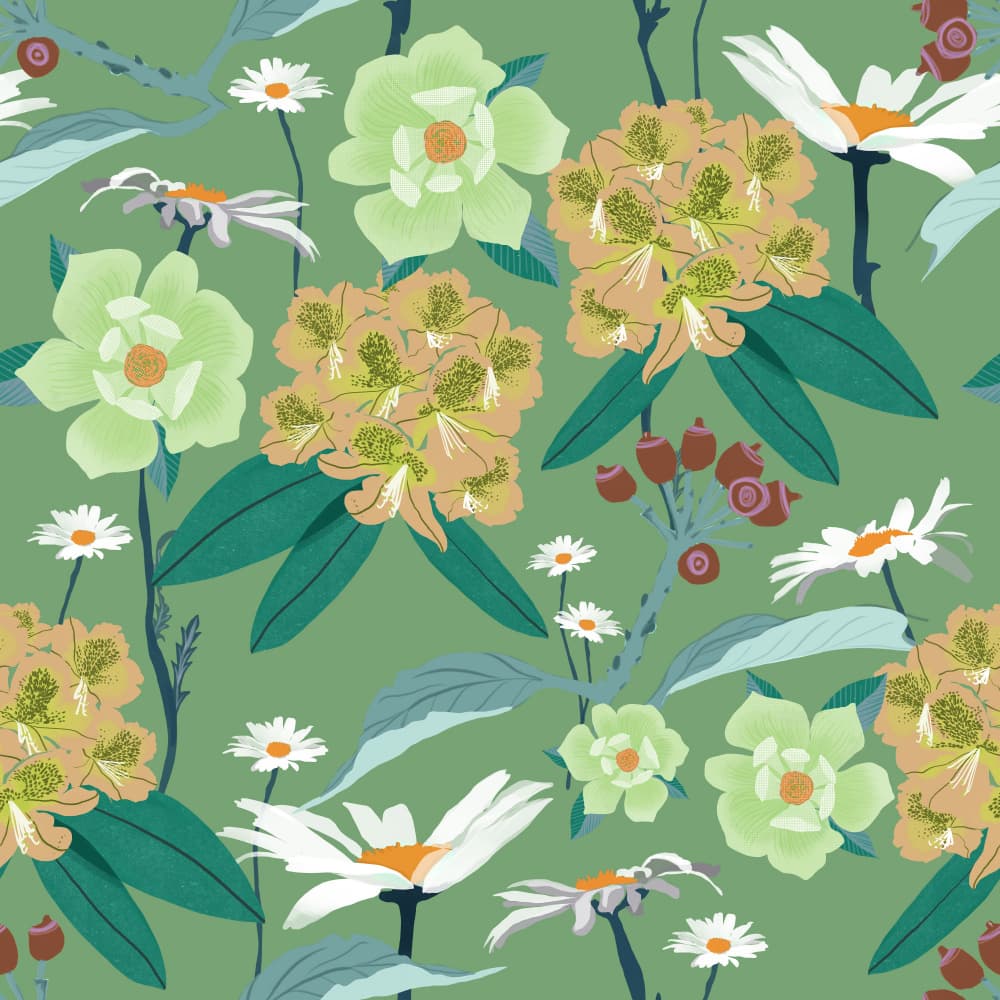 Green Garden Blossoms