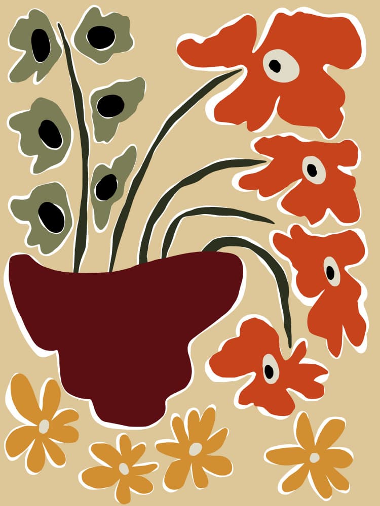 Vibrant Abstract Flowers by Miho Art Studio — canvas wall art