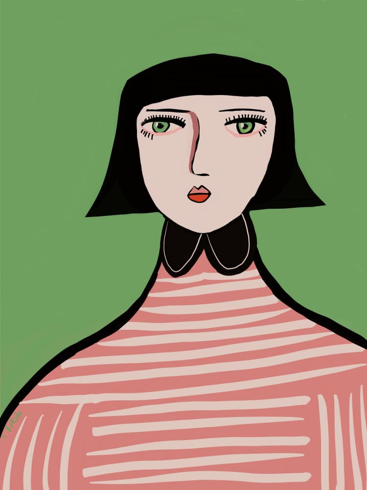 Stylish Striped Woman by Sharyn Bursic — canvas wall art