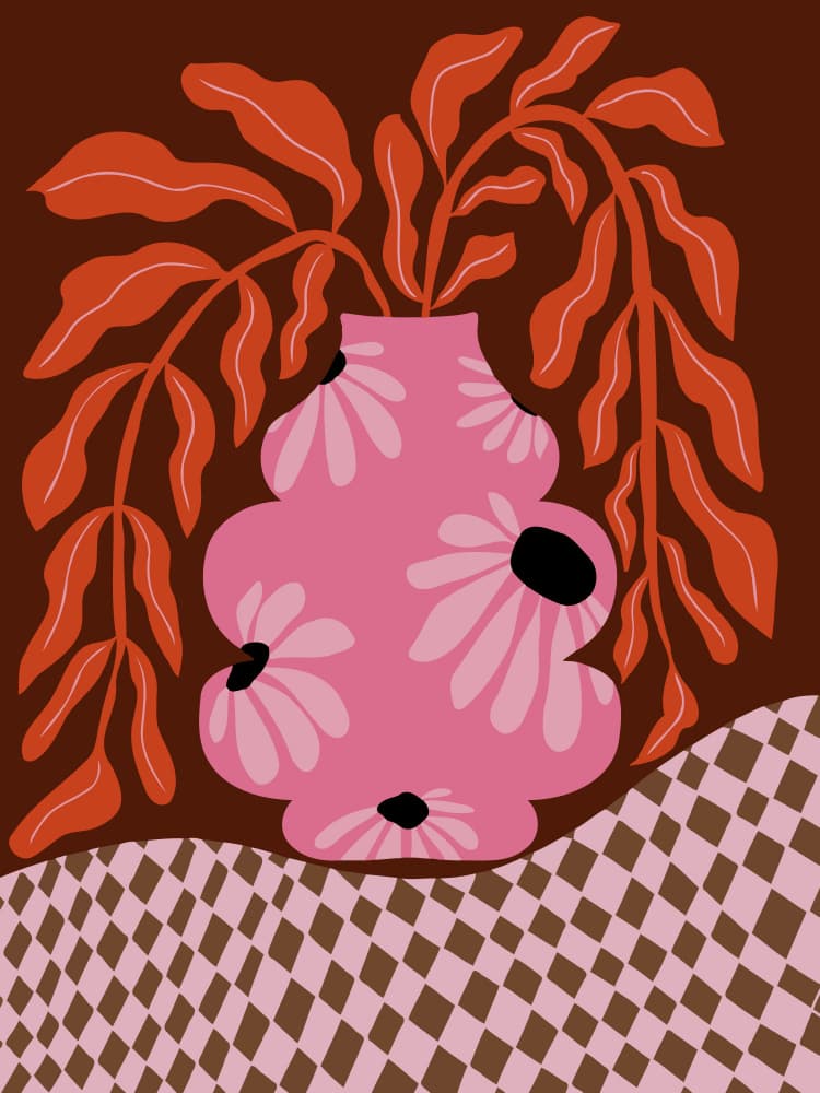 Modern Floral Vase by Miho Art Studio — canvas wall art