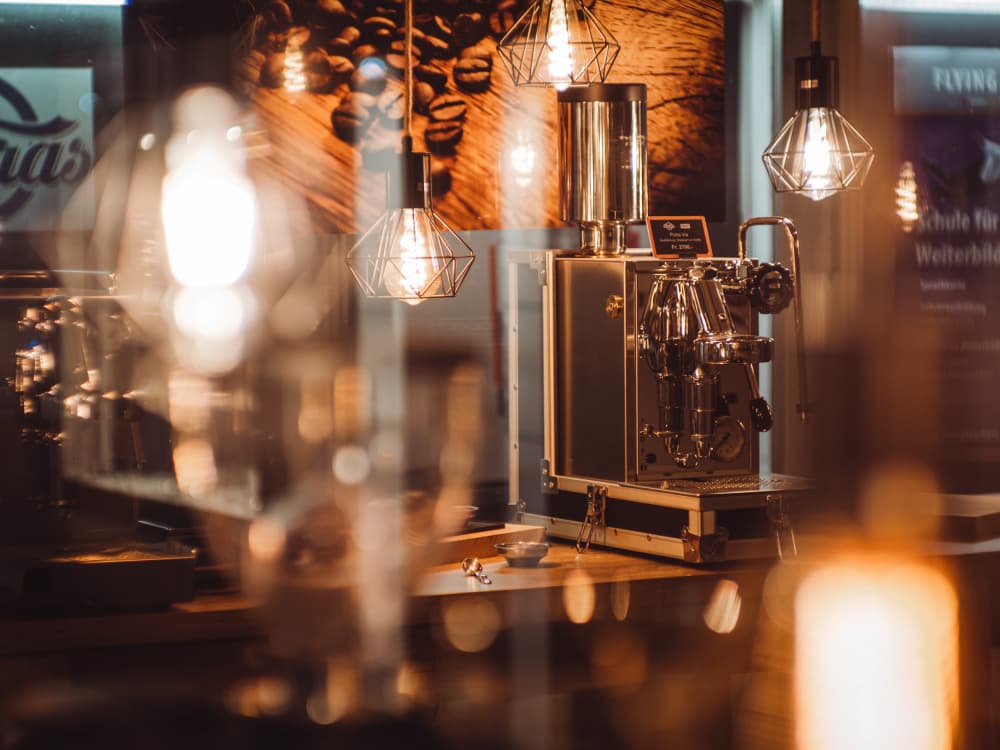 Warm Coffee Machine Glow by Serge Grop — canvas wall art