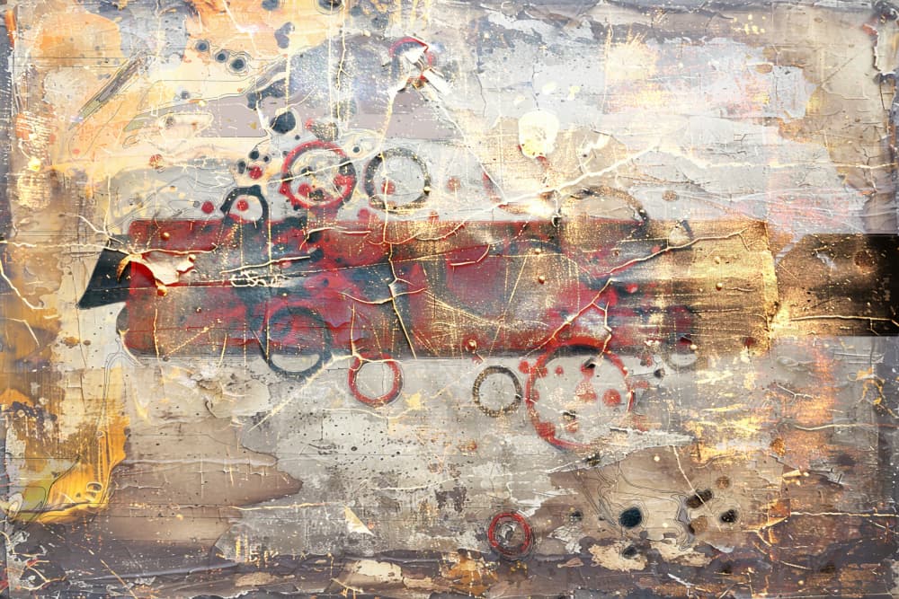 Industrial Red Circles by Rafal Kulik — canvas wall art