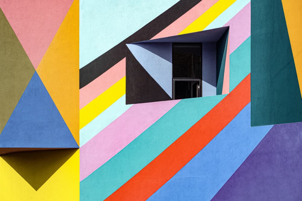 Vibrant Geometric Facade by Linda Wride — canvas wall art