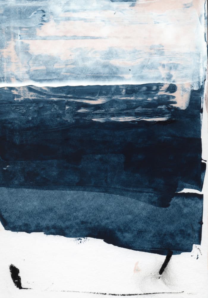 Indigo Horizon Layers by uplusmestudio — canvas wall art