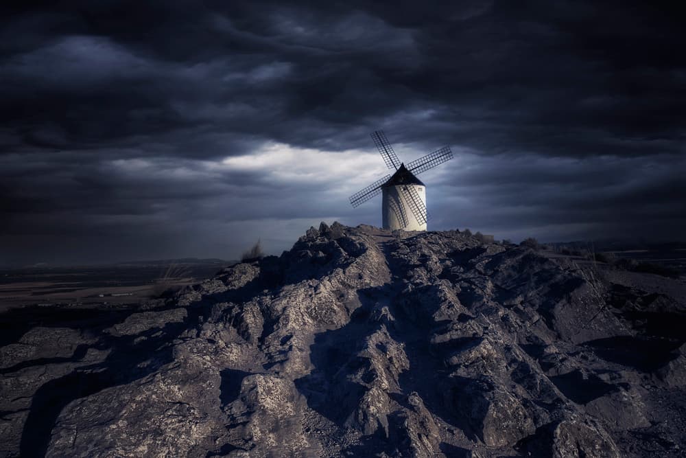 Dramatic Windmill Summit by Jose Garcia — canvas wall art