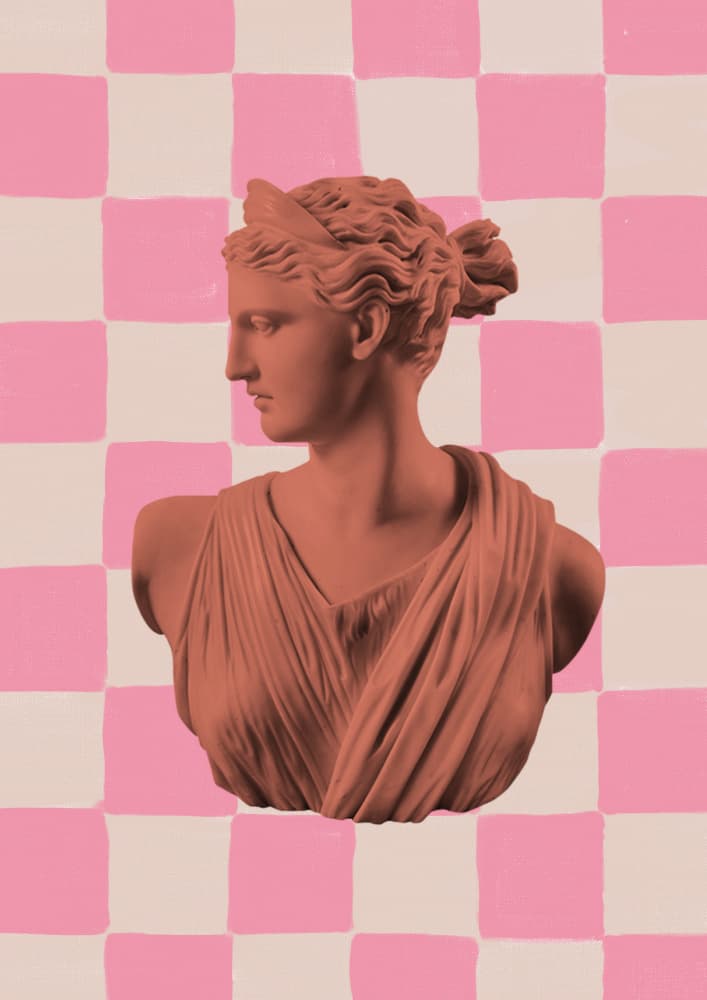 Pink Checkerboard Goddess by Talitha McQueen — canvas wall art