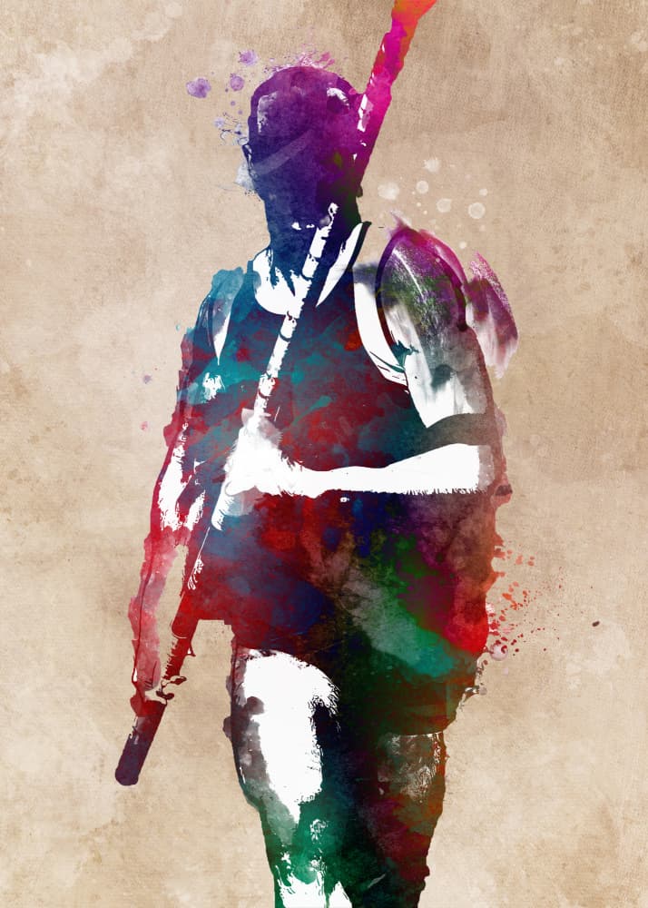 Colorful Abstract Warrior by Justyna Jaszke — canvas wall art