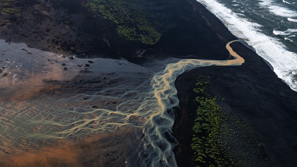 Braided River Black Sands by Marc Pelissier — canvas wall art