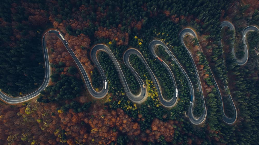 Winding Autumn Mountain Road by Farid Kazamil — canvas wall art