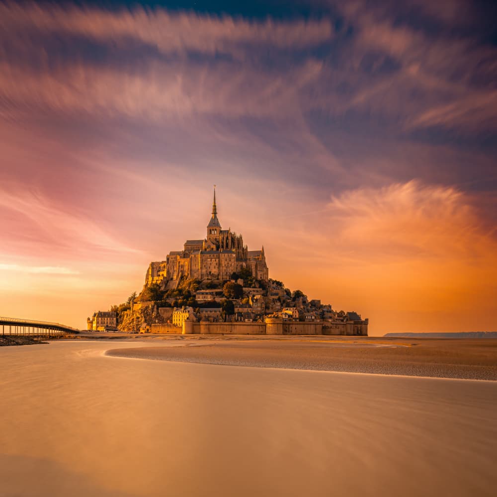 Mont Saint-Michel Sunset Glow by Stefan Buder — canvas wall art