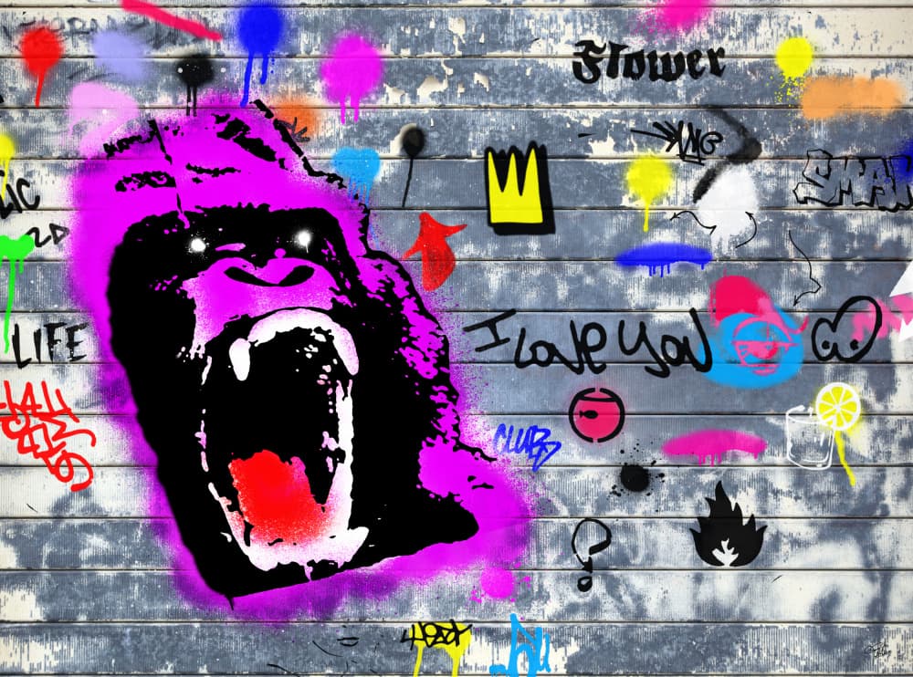 Roaring Graffiti Gorilla by PASLIER Morgan — canvas wall art