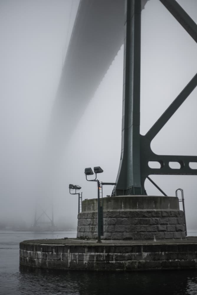 Bridge Pier In Mist by Lynann Colligan — canvas wall art