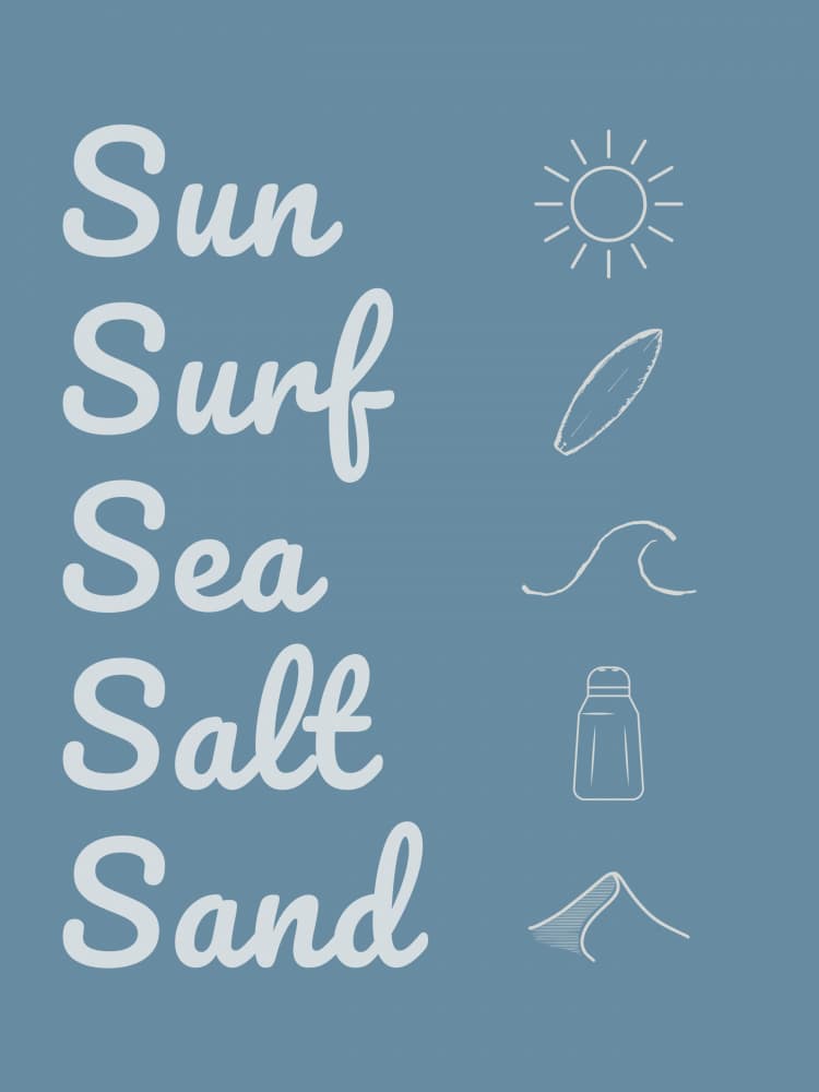 Sun Surf Sea Salt Sand by Jolly and Dash — canvas wall art