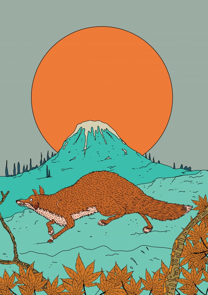 Fox Under Mount Fuji by Nicholas — canvas wall art