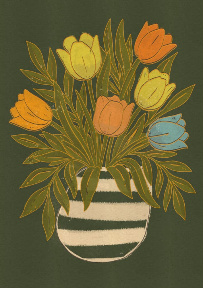 Colorful Tulips In Vase by Nicholas — canvas wall art