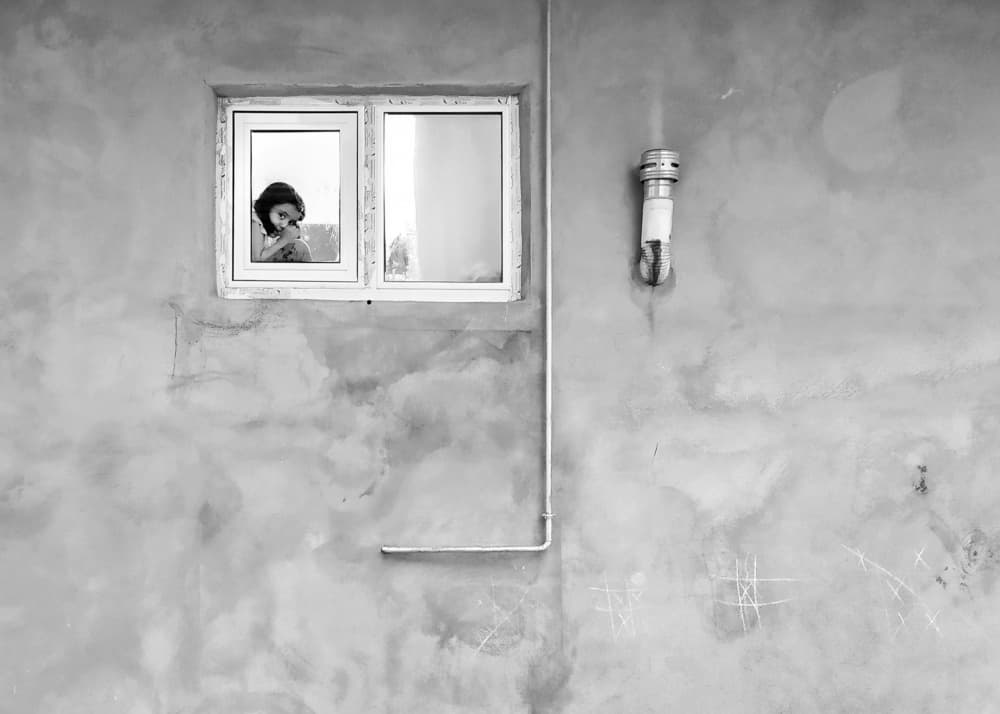 Curious Girl Peeking by Shamal Shakibayi — canvas wall art