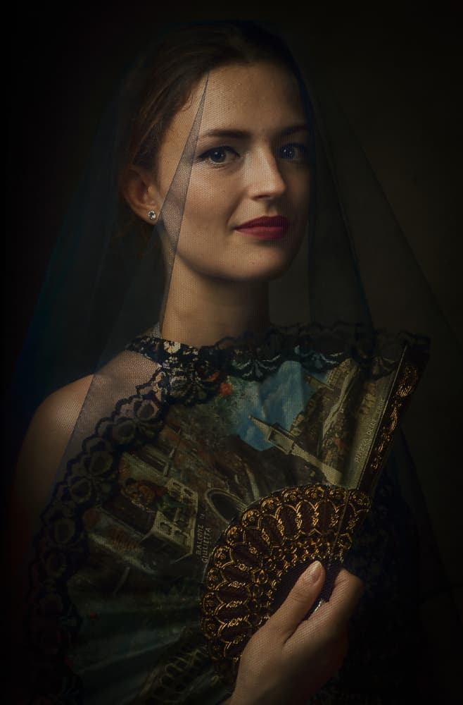 Renaissance Woman with Fan by Paul Adrian Chis — canvas wall art