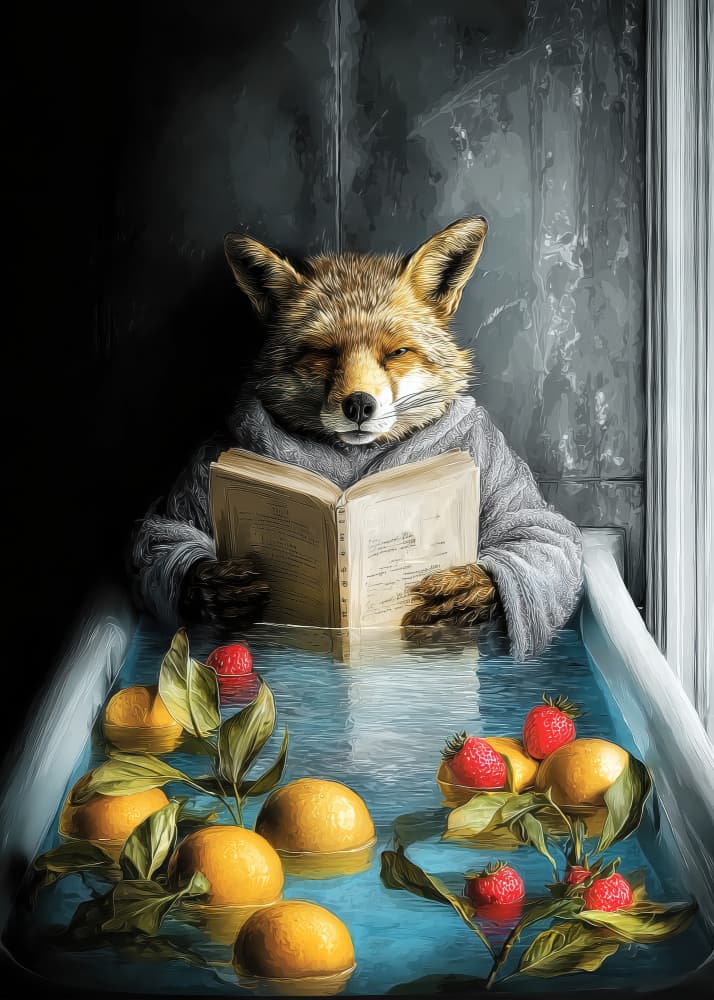 Fox In Bathtube 8 by Justyna Jaszke — canvas wall art