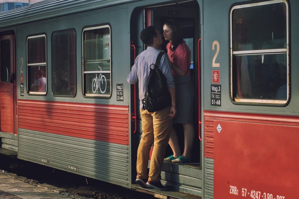 Romantic Train Farewell by Emilio Pino — canvas wall art