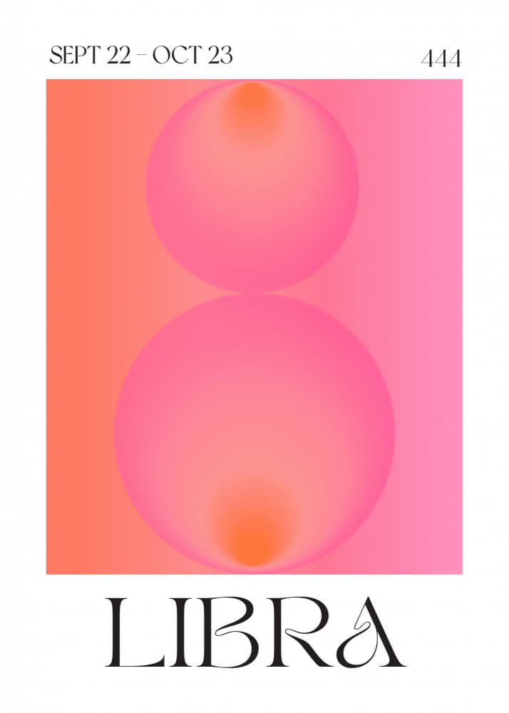 Pink Orange Libra Zodiac by Valeria Castillo — canvas wall art