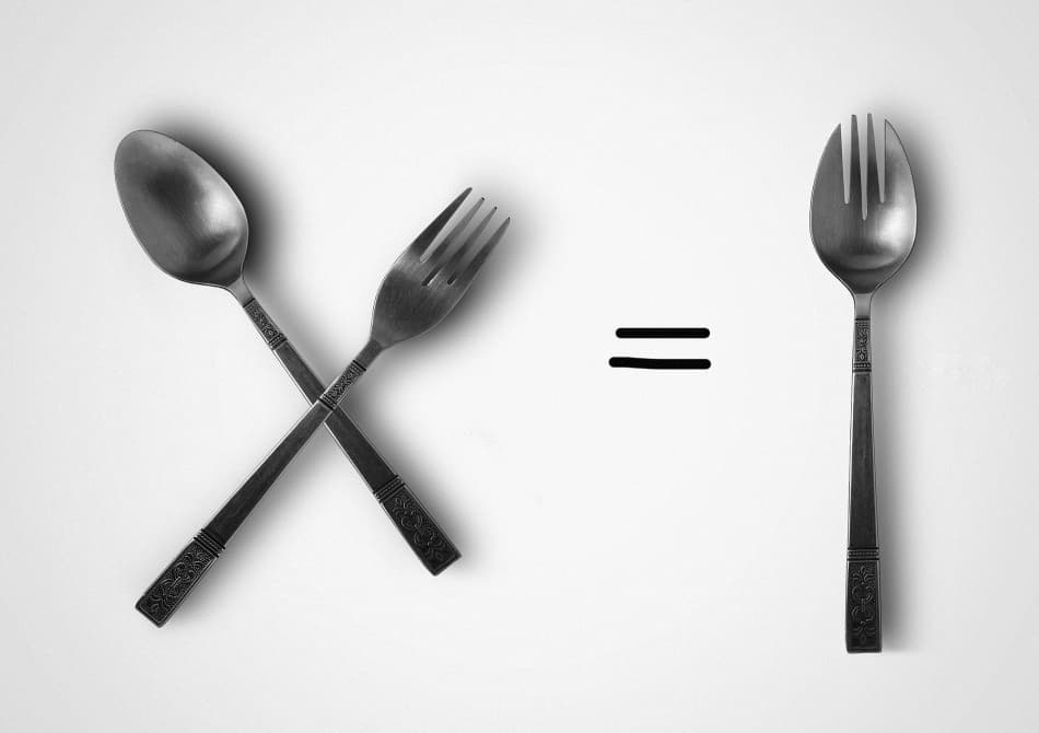 Spoon Fork Equals Spork by Widi Hardhanu — canvas wall art