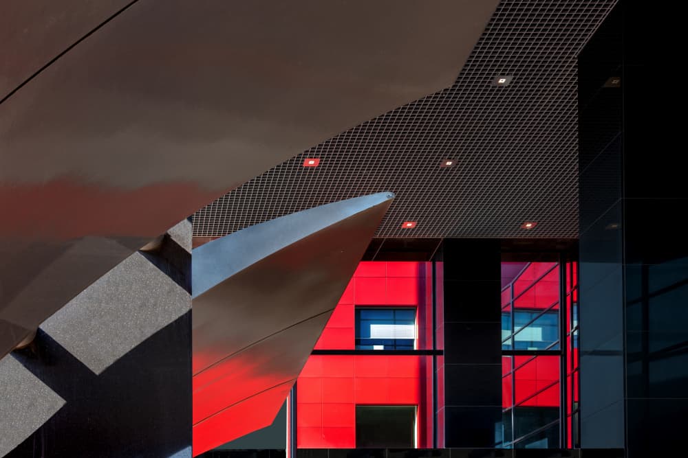 Bold Red Architecture by Theo Luycx — canvas wall art