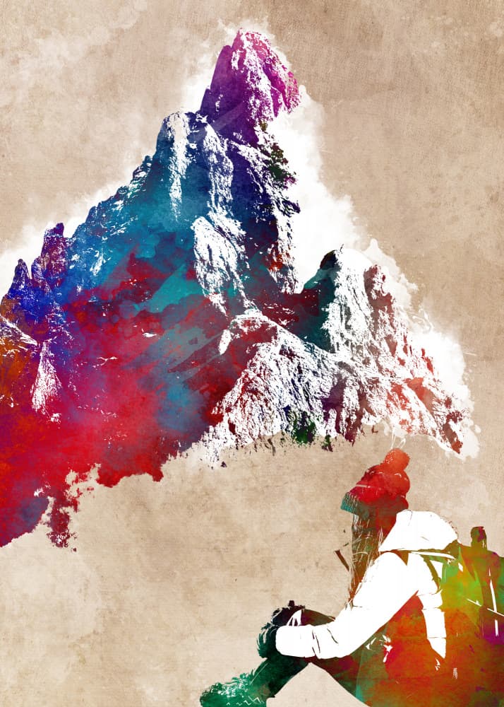 Colorful Mountain Explorer by Justyna Jaszke — canvas wall art