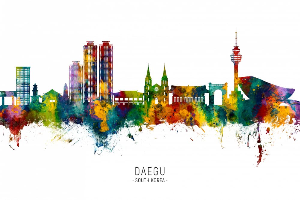 Vibrant Daegu Skyline by Michael Tompsett — canvas wall art