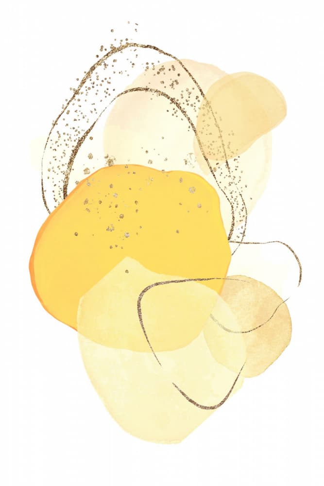 Golden Abstract Shapes by Sally Ann Moss — canvas wall art