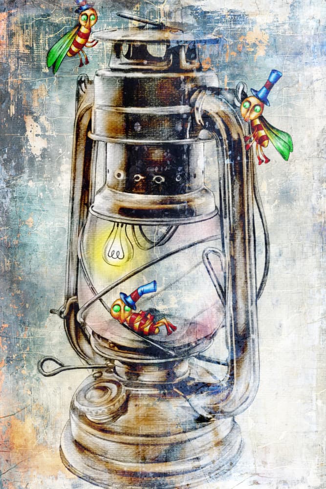 Whimsical Lantern Insects by Rafal Kulik — canvas wall art