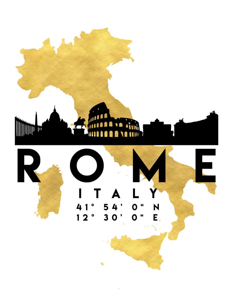 Rome Italy Golden Skyline by Emiliano Deificus — canvas wall art