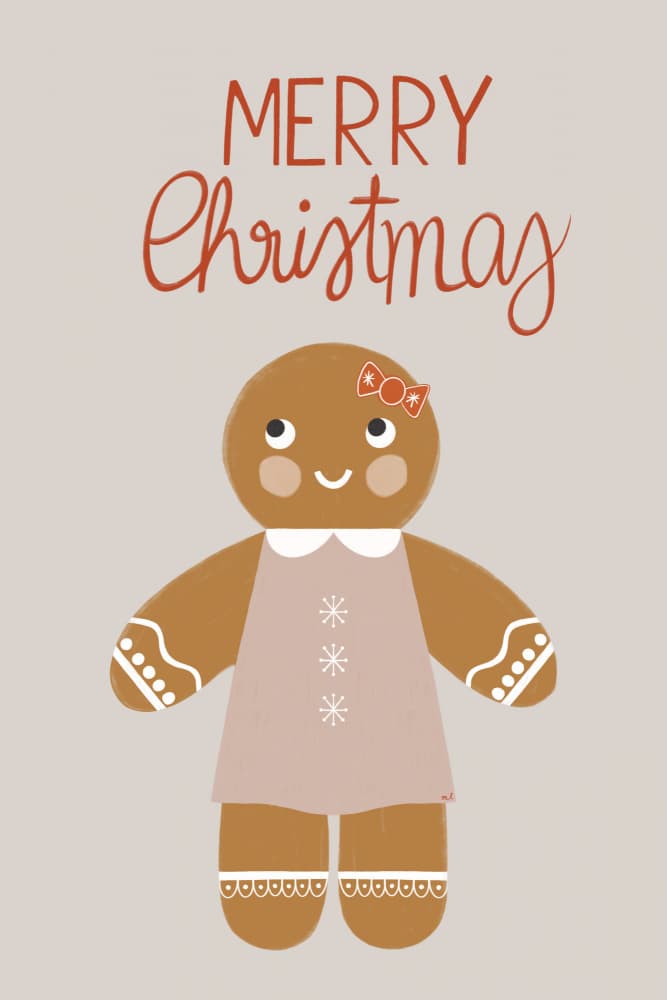 Merry Christmas Gingerbread Girl by Menina Lisboa — canvas wall art