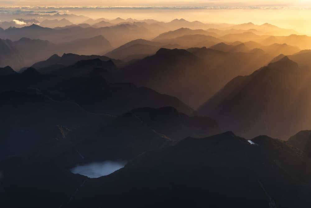 Golden Light Mountain Layers by Li Ying — canvas wall art