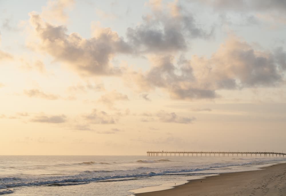 Serene Beach Pier by Courtney Crane — canvas wall art