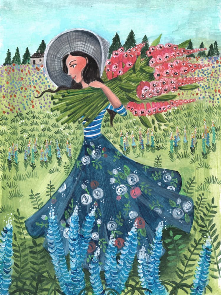 Walking with fieldflowers by Caroline Bonne Müller — canvas wall art