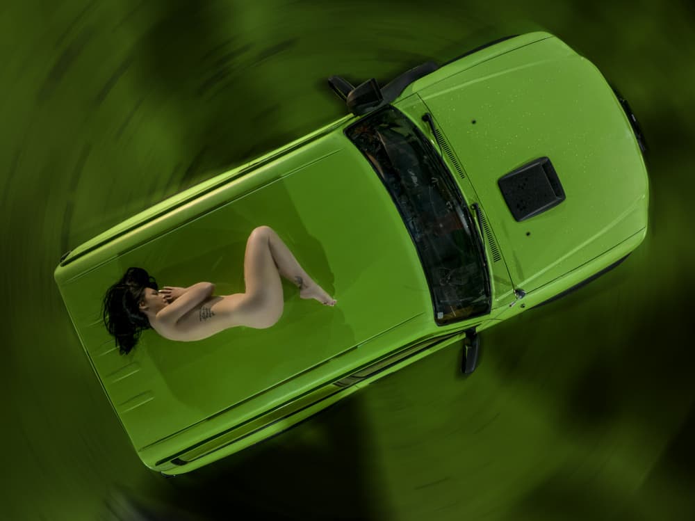 Sensual Woman Green Truck by Ovi D. Pop — canvas wall art